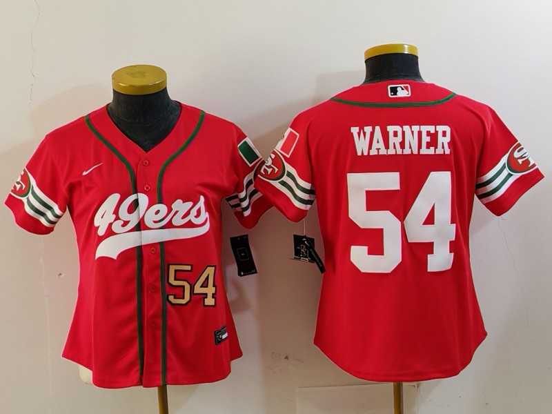 Women%27s San Francisco 49ers #54 Fred Warner Red Mexico Cool Base Stitched Baseball Jerseys